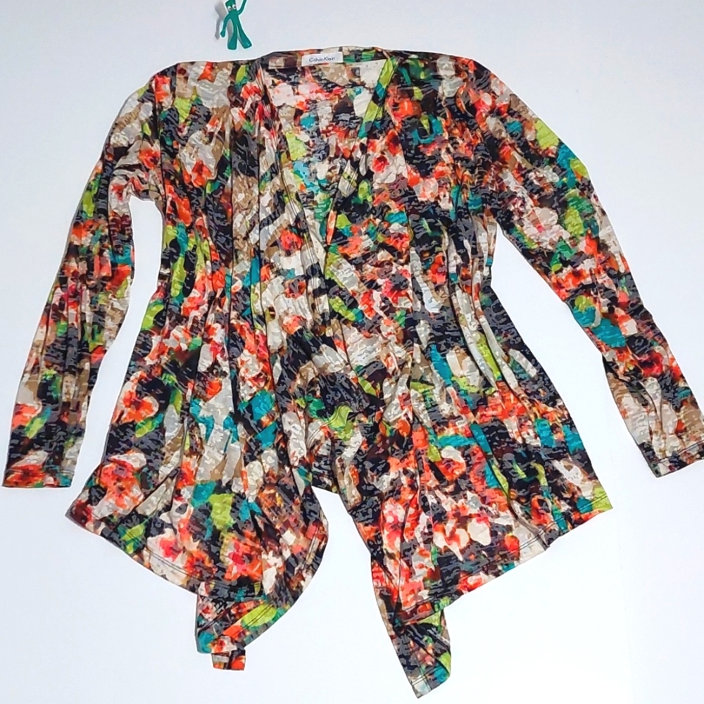 Calvin Klein Draped Open Front Wrap Top, Size M